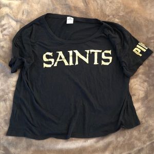 Pink Saints Black & Gold Crop (L)